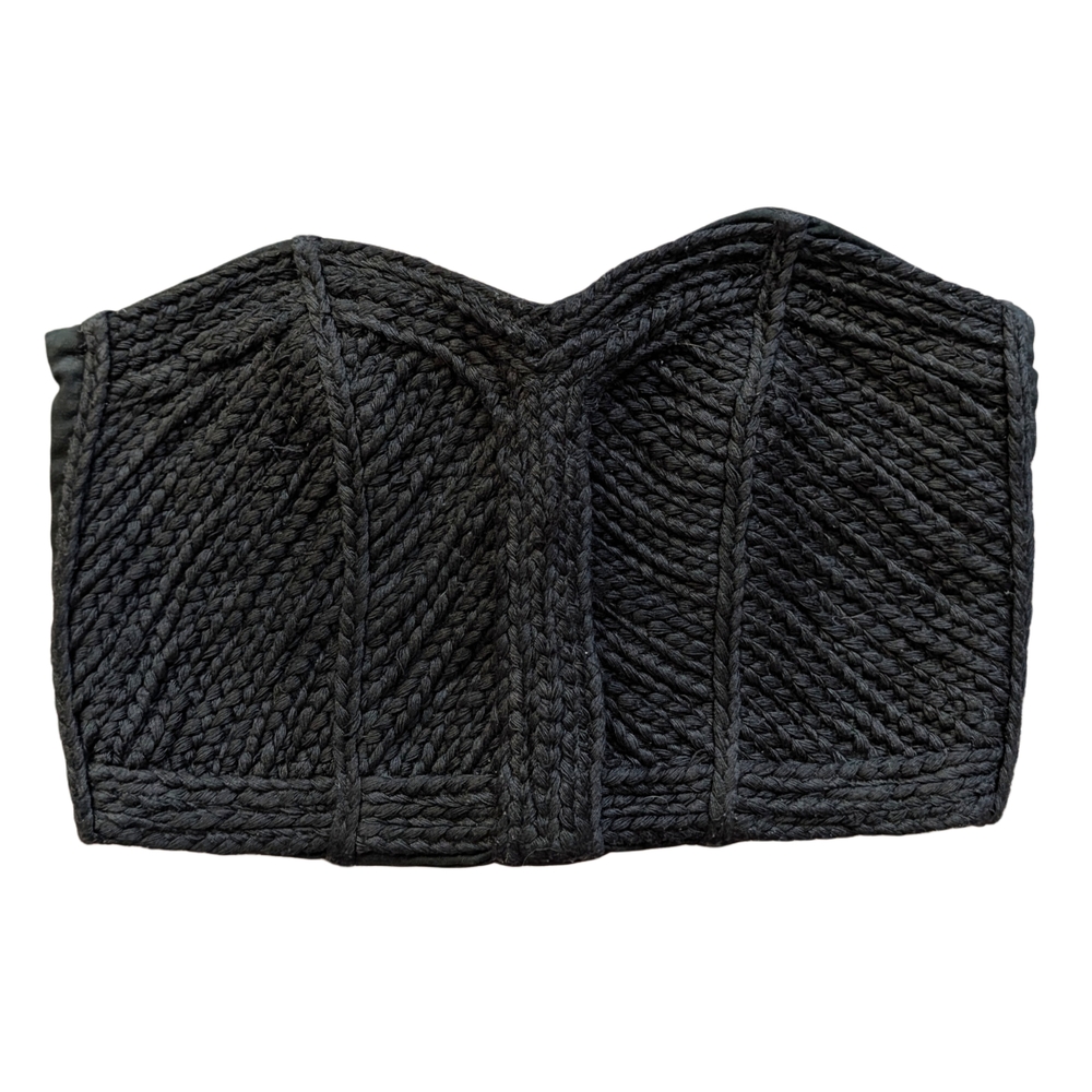 H&M Black Woven Strapless Back Zip Top Size 4